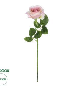 GloboStar® Artificial Garden LIGHT PINK ROSE BRANCH 21137 Τεχνητό Διακοσμητικό Κλαδί Ανοιχτό ΡοζΤριαντάφυλλο Y50cm