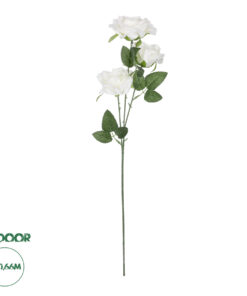 GloboStar® Artificial Garden WHITE ROSE BRANCH 21138 Τεχνητό Διακοσμητικό Κλαδί Λεύκο Τριαντάφυλλο Y66cm