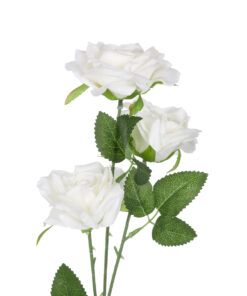 GloboStar® Artificial Garden WHITE ROSE BRANCH 21138 Τεχνητό Διακοσμητικό Κλαδί Λεύκο Τριαντάφυλλο Y66cm