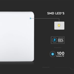 LED Πλαφονιέρα Λευκή 15W V-TAC PRO Samsung Chip IP44 110° 1700lm 20×20 Θερμό 3000K – 2113909