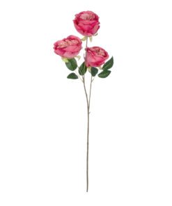 GloboStar® Artificial Garden HOT PINK ROSE BRANCH 21139 Τεχνητό Διακοσμητικό Κλαδί έντονο Ροζ Τριαντάφυλλο Y70cm