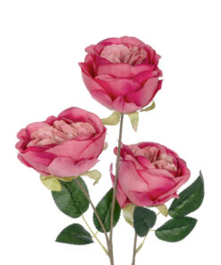 GloboStar® Artificial Garden HOT PINK ROSE BRANCH 21139 Τεχνητό Διακοσμητικό Κλαδί έντονο Ροζ Τριαντάφυλλο Y70cm