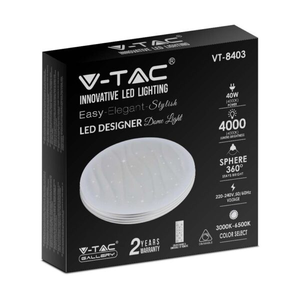 Πλαφονιέρα LED Designer 20W/40W/20W Στρογγυλή με κυματισμό Dimmable 3 σε 1 V-TAC – 2114601