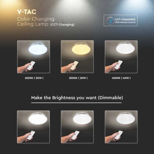Πλαφονιέρα LED Designer 20W/40W/20W Στρογγυλή με κυματισμό Dimmable 3 σε 1 V-TAC – 2114601