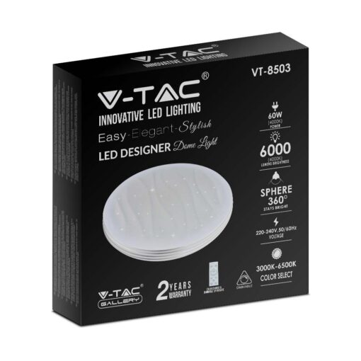 Πλαφονιέρα LED Designer 30W/60W/30W Στρογγυλή με κυματισμό Dimmable 3 σε 1 V-TAC – 2114611