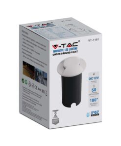 Χωνευτό Φωτιστικό Δαπέδου LED 1W Στρογγυλό Λευκο V-TAC IP67 12V με 2 Δέσμες Θερμό Λευκό 3000K- 211465