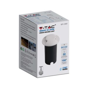 Χωνευτό Φωτιστικό Δαπέδου LED 1W Στρογγυλό Λευκο V-TAC IP67 12V με 2 Δέσμες Θερμό Λευκό 3000K- 211465