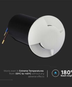 Χωνευτό Φωτιστικό Δαπέδου LED 1W Στρογγυλό Λευκο V-TAC IP67 12V με 2 Δέσμες Θερμό Λευκό 3000K- 211465