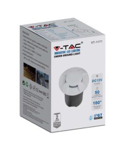 Χωνευτό Φωτιστικό Δαπέδου LED 1W Στρογγυλό Λευκο V-TAC IP67 12V με 4 Δέσμες Θερμό Λευκό 3000K- 211469
