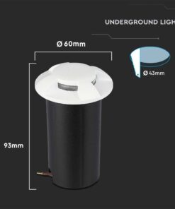 Χωνευτό Φωτιστικό Δαπέδου LED 1W Στρογγυλό Λευκο V-TAC IP67 12V με 4 Δέσμες Θερμό Λευκό 3000K- 211469