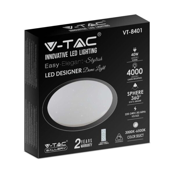 Πλαφονιέρα LED Designer 20W/40W/20W Στρογγυλή Dimmable 3 σε 1 V-TAC – 2114741