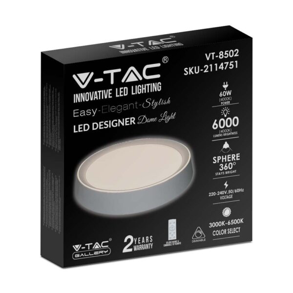 Πλαφονιέρα LED Designer 30W/60W/30W Στρογγυλή Dimmable 3 σε 1 V-TAC – 2114751