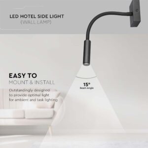 LED επιτοίχιο φωτιστικό κομοδίνου 3W σε μαύρο σώμα για ξενοδοχεία V-TAC – 211485