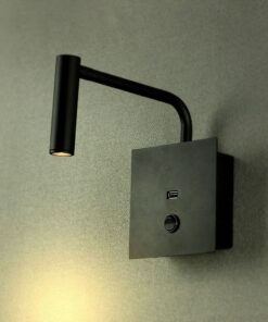 LED επιτοίχιο φωτιστικό κομοδίνου 3W σε μαύρο σώμα και θύρα USB για ξενοδοχεία V-TAC – 211487