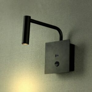 LED επιτοίχιο φωτιστικό κομοδίνου 3W σε μαύρο σώμα και θύρα USB για ξενοδοχεία V-TAC – 211487