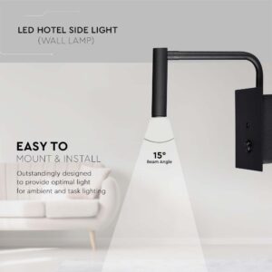 LED επιτοίχιο φωτιστικό κομοδίνου 3W σε μαύρο σώμα και θύρα USB για ξενοδοχεία V-TAC – 211487