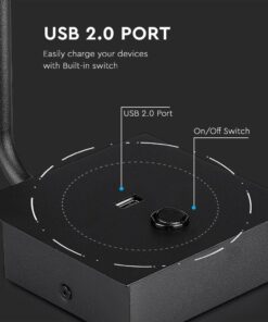 LED επιτοίχιο φωτιστικό κομοδίνου 3W σε μαύρο σώμα και θύρα USB για ξενοδοχεία V-TAC – 211487