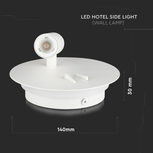 LED απλίκα 3W+6W 3000K θερμό λευκό με λευκό σώμα στρογγυλή V-TAC – 211489