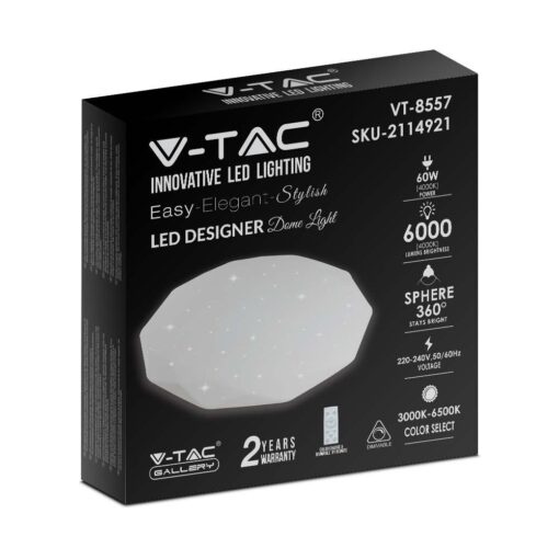 Πλαφονιέρα LED Designer 30W/60W/30W Στρογγυλή Dimmable 3 σε 1 V-TAC – 2114921