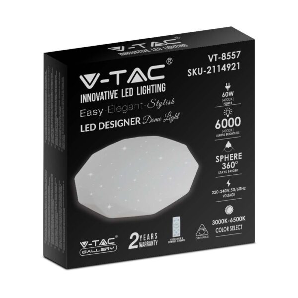 Πλαφονιέρα LED Designer 30W/60W/30W Στρογγυλή Dimmable 3 σε 1 V-TAC – 2114921