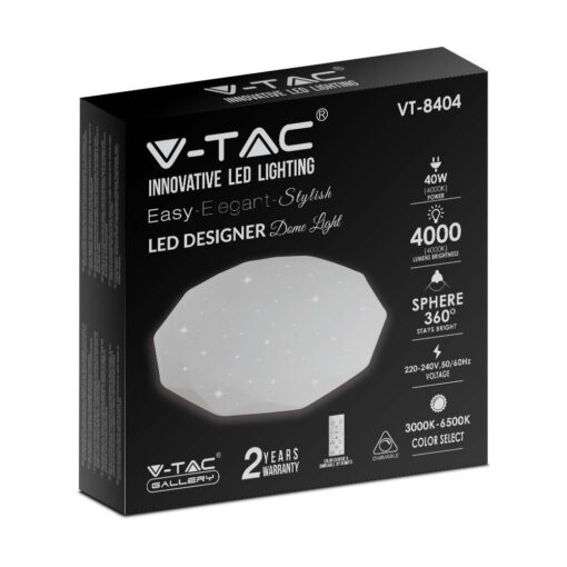 Πλαφονιέρα LED Designer 20W/40W/20W Στρογγυλή με γωνίες Dimmable 3 σε 1 V-TAC – 2114931