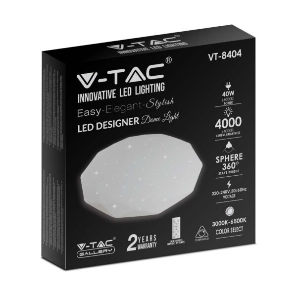 Πλαφονιέρα LED Designer 20W/40W/20W Στρογγυλή με γωνίες Dimmable 3 σε 1 V-TAC – 2114931