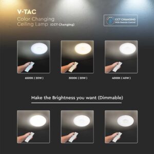 Πλαφονιέρα LED Designer 20W/40W/20W Στρογγυλή Dimmable 3 σε 1 V-TAC – 2114941
