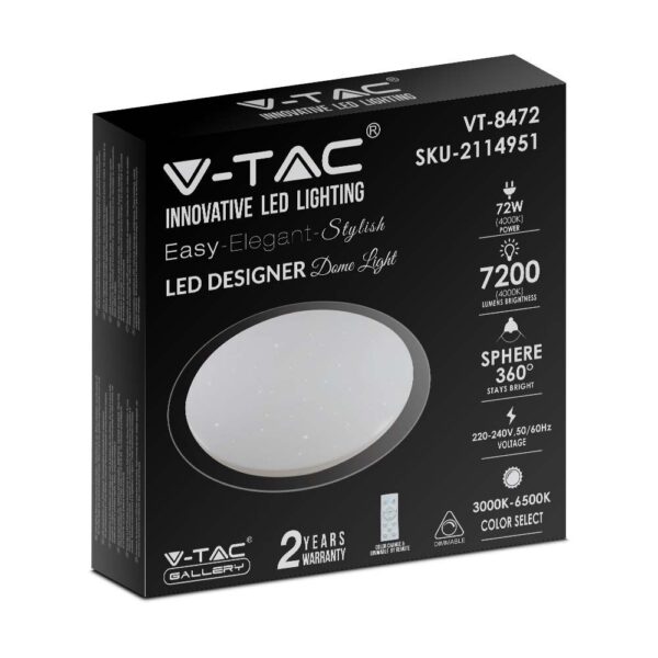 Πλαφονιέρα LED Designer 36W/72W/36W Στρογγυλή Dimmable 3 σε 1 V-TAC – 2114951