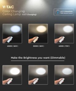 Πλαφονιέρα LED Designer 36W/72W/36W Στρογγυλή Dimmable 3 σε 1 V-TAC – 2114951