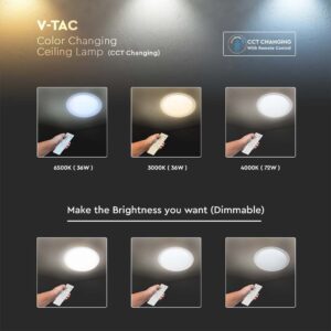 Πλαφονιέρα LED Designer 36W/72W/36W Στρογγυλή Dimmable 3 σε 1 V-TAC – 2114951