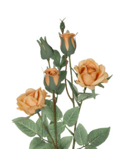 GloboStar® Artificial Garden SALMON ROSE BRANCH 21149 Τεχνητό Διακοσμητικό Κλαδί Σαμπανιζέ Τριαντάφυλλο Y65cm