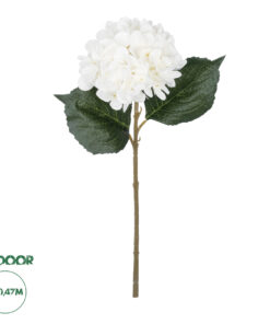 GloboStar® Artificial Garden WHITE HYDRANGEA BRANCH 21173 Τεχνητό Διακοσμητικό Κλαδί Ορτανσίας Λευκό Y47cm
