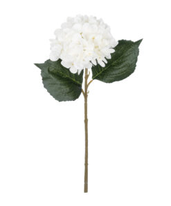GloboStar® Artificial Garden WHITE HYDRANGEA BRANCH 21173 Τεχνητό Διακοσμητικό Κλαδί Ορτανσίας Λευκό Y47cm