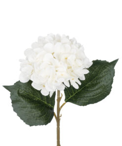 GloboStar® Artificial Garden WHITE HYDRANGEA BRANCH 21173 Τεχνητό Διακοσμητικό Κλαδί Ορτανσίας Λευκό Y47cm
