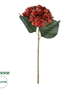 GloboStar® Artificial Garden RED HYDRANGEA BRANCH 21174 Τεχνητό Διακοσμητικό Κλαδί Ορτανσίας Κόκκινο Y47cm