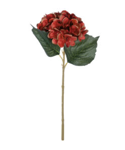 GloboStar® Artificial Garden RED HYDRANGEA BRANCH 21174 Τεχνητό Διακοσμητικό Κλαδί Ορτανσίας Κόκκινο Y47cm