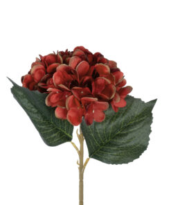 GloboStar® Artificial Garden RED HYDRANGEA BRANCH 21174 Τεχνητό Διακοσμητικό Κλαδί Ορτανσίας Κόκκινο Y47cm