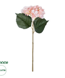 GloboStar® Artificial Garden SALMON HYDRANGEA BRANCH 21175 Τεχνητό Διακοσμητικό Κλαδί Ορτανσίας Σαμπανιζέ Y47cm