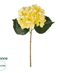 GloboStar® Artificial Garden YELLOW HYDRANGEA BRANCH 21176 Τεχνητό Διακοσμητικό Κλαδί Ορτανσίας Κίτρινης Y47cm