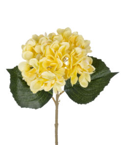 GloboStar® Artificial Garden YELLOW HYDRANGEA BRANCH 21176 Τεχνητό Διακοσμητικό Κλαδί Ορτανσίας Κίτρινης Y47cm