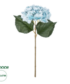 GloboStar® Artificial Garden SKY BLUE HYDRANGEA BRANCH 21177 Τεχνητό Διακοσμητικό Κλαδί Ορτανσίας Γαλάζιο Y47cm