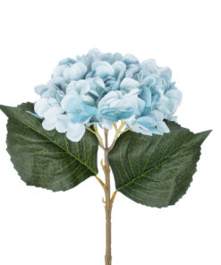 GloboStar® Artificial Garden SKY BLUE HYDRANGEA BRANCH 21177 Τεχνητό Διακοσμητικό Κλαδί Ορτανσίας Γαλάζιο Y47cm