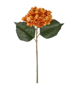 GloboStar® Artificial Garden ORANGE HYDRANGEA BRANCH 21179 Τεχνητό Διακοσμητικό Κλαδί Ορτανσίας Πορτοκαλί Y47cm