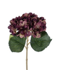 GloboStar® Artificial Garden DARK RED HYDRANGEA BRANCH 21180 Τεχνητό Διακοσμητικό Κλαδί Ορτανσίας Βαθύ Κόκκινο Y47cm