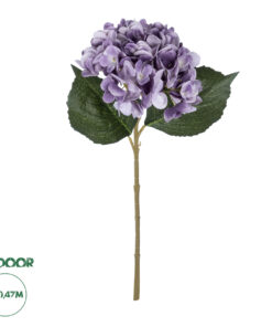 GloboStar® Artificial Garden PURPLE HYDRANGEA BRANCH 21181 Τεχνητό Διακοσμητικό Κλαδί Ορτανσίας Βαθύ Μωβ Y47cm