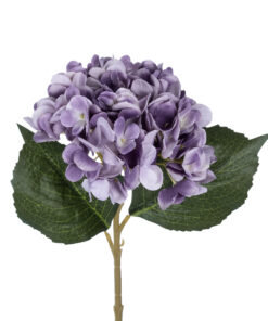 GloboStar® Artificial Garden PURPLE HYDRANGEA BRANCH 21181 Τεχνητό Διακοσμητικό Κλαδί Ορτανσίας Βαθύ Μωβ Y47cm
