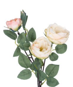 GloboStar® Artificial Garden CHAMPAGNE CLIMBING ROSE BRANCH 21183 Τεχνητό Διακοσμητικό Κλαδί Τριαντάφυλλο Σαμπανιζέ Y70cm