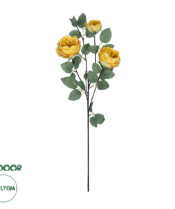 GloboStar® Artificial Garden YELLOW CLIMBING ROSE BRANCH 21186 Τεχνητό Διακοσμητικό Κλαδί Τριαντάφυλλο Κίτρινο Y70cm