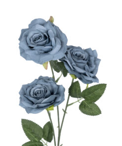 GloboStar® Artificial Garden GREY BLUE CLIMBING ROSE BRANCH 21188 Τεχνητό Διακοσμητικό Κλαδί Τριαντάφυλλο Γκρί Μπλέ Y66cm