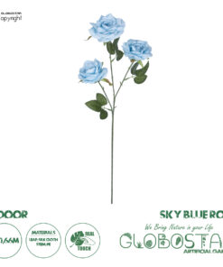 GloboStar® Artificial Garden SKY BLUE CLIMBING ROSE BRANCH 21191 Τεχνητό Διακοσμητικό Κλαδί Τριαντάφυλλο Ξεθωριασμένο Γαλάζιο Y66cm